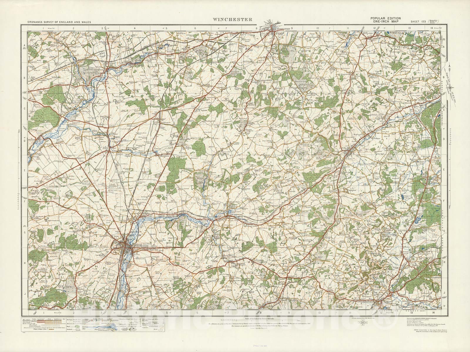 Historic Map : Sheet 123. Winchester. 1913 - Vintage Wall Art