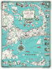 Historic Map - A Picture Chart of Cape Cod, Martha's Vinyard and Nantucket. Published by Atlantic Card Company, North Abington, Mass, 1955 - Vintage Wall Art
