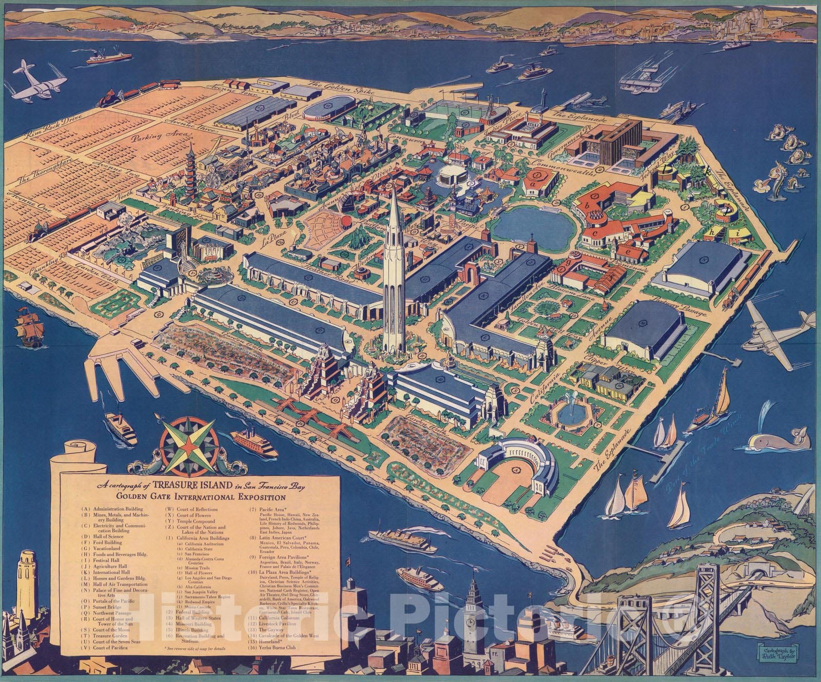 Historic Map : Guide Book, A cartograph of Treasure Island in San Francisco Bay 1939 - Vintage Wall Art