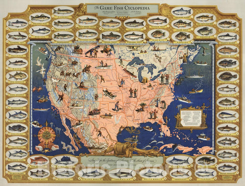 Historic Map : Game Fish Cyclopedia. 1947 - Vintage Wall Art