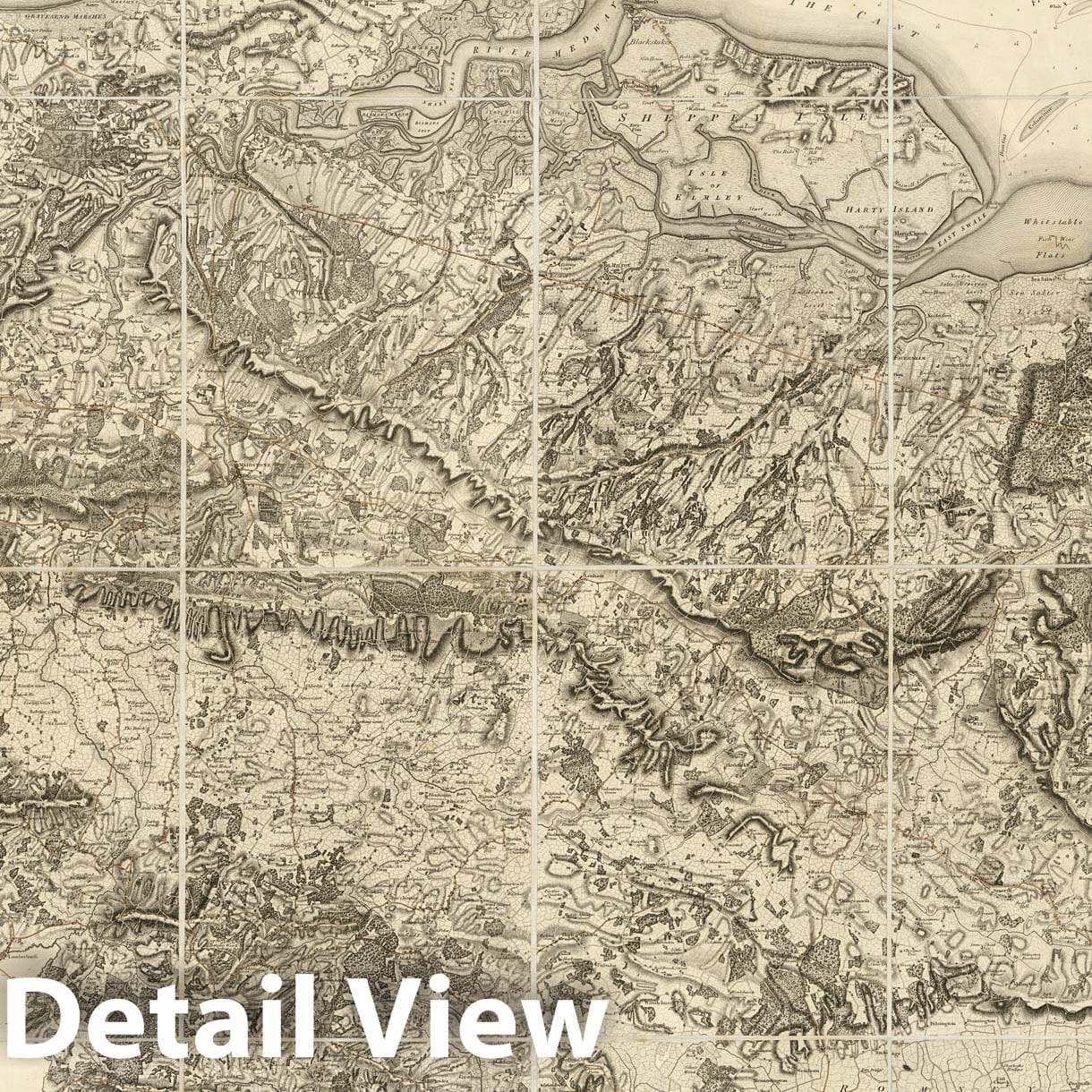 Historic Map : Case Map, The County of Kent, with part of the County of Essex. 1801 - Vintage Wall Art