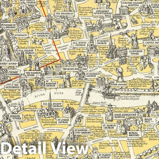 Historic Map : Historic York. 1947 v1 - Vintage Wall Art