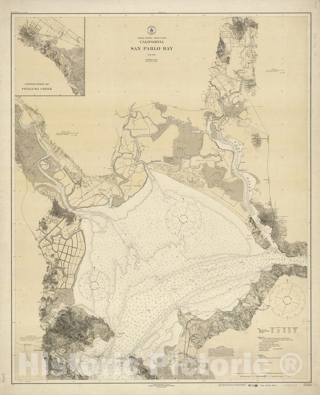 Historic Map : United States-West coast, California, San Pable Bay 1925 - Vintage Wall Art