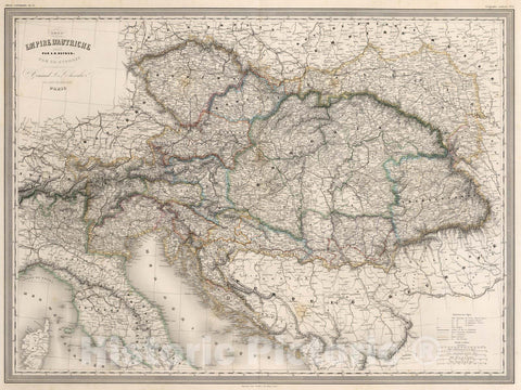 Historic Map : Austria,Empire d'Autriche. Pl. 21 1863 , Vintage Wall Art