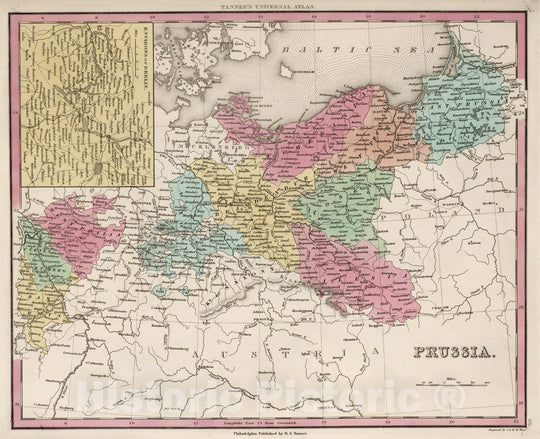 Historic Map : World Atlas Map, Prussia. 1836 - Vintage Wall Art