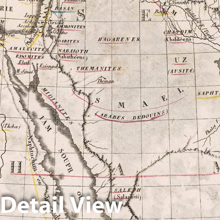 Historic Wall Map : Saudi Arabia, ArabiaGeographie des Hebreux. 1812 , Vintage Wall Art