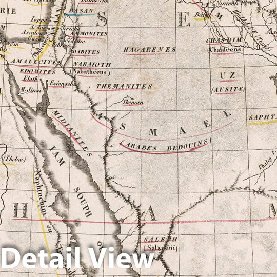 Historic Wall Map : Saudi Arabia, ArabiaGeographie des Hebreux. 1812 , Vintage Wall Art