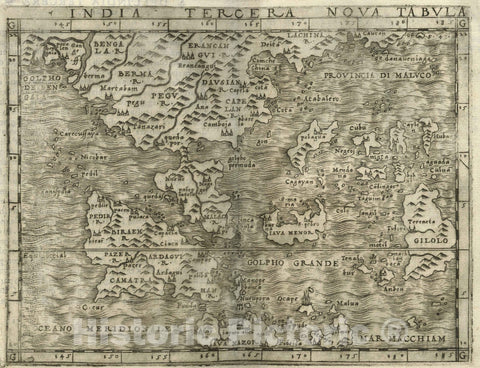 Historic Map : India, Southeast AsiaIndia Tercera Nova tabula 1548 , Vintage Wall Art