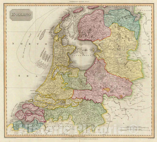 Historic Map : World Atlas Map, Holland. 1811 - Vintage Wall Art