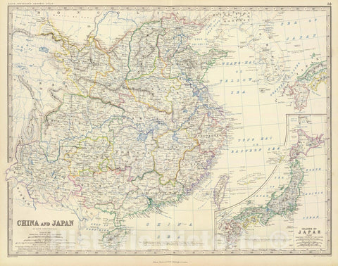 Historic Map : World Atlas Map, China, Japan. 1861 - Vintage Wall Art