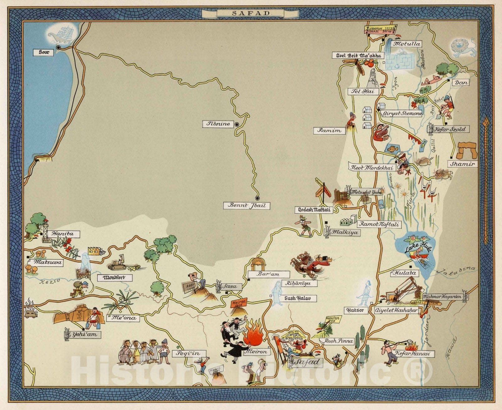 Israel Pictorial Map 1957 - Historical Map Print | Historic Pictoric