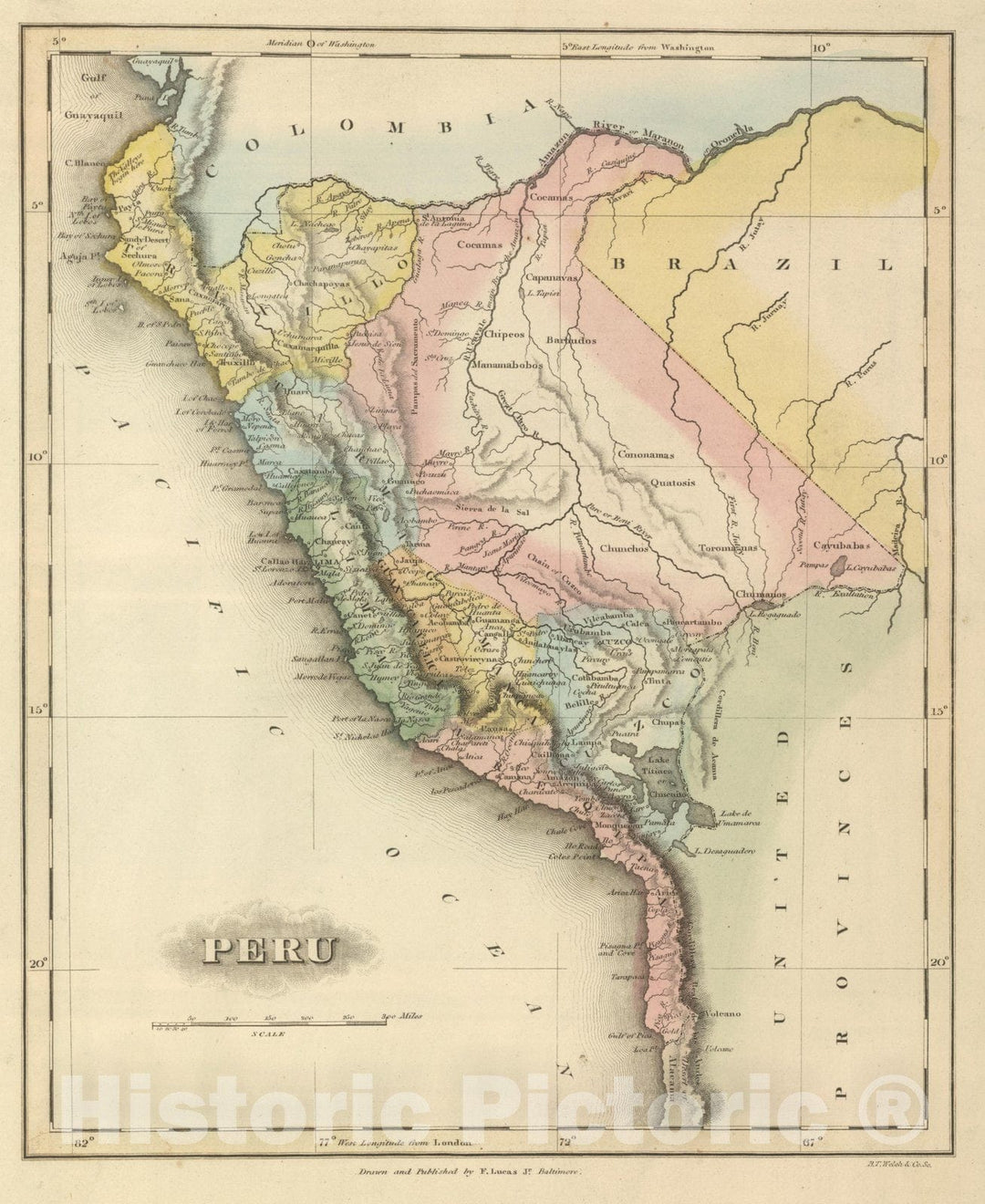 Historic Map : World Atlas Map, Peru. 1817 - Vintage Wall Art