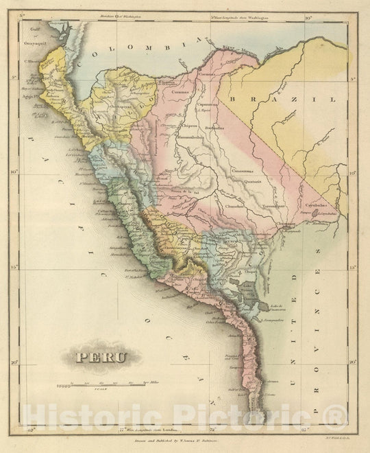 Historic Map : World Atlas Map, Peru. 1817 - Vintage Wall Art
