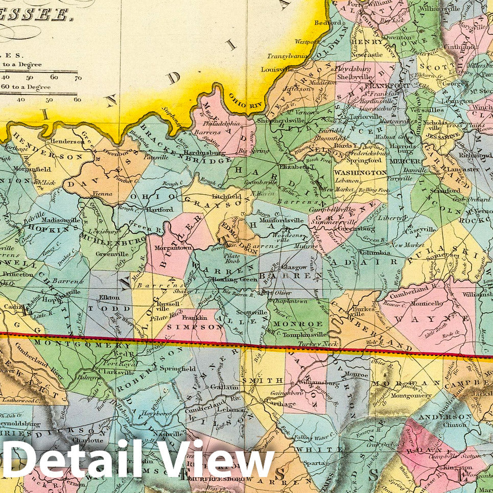 Historic Map : Kentucky, Tennessee. 1831 - Vintage Wall Art