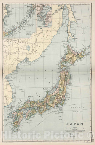 Historic Wall Map : World Atlas Map, Japan, 36 1892 - Vintage Wall Art
