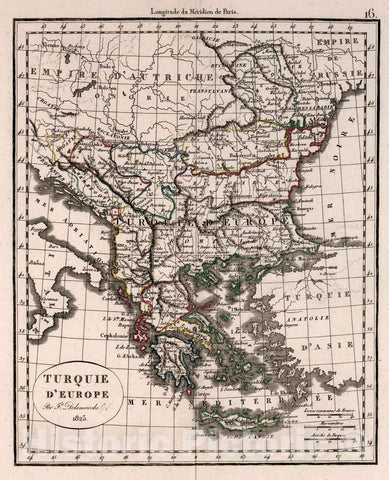 Historic Map : Albania,Turquie D'Europe 1825. 1825 , Vintage Wall Art