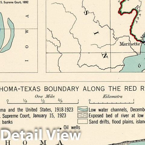 Historic Map : Historical Atlas Map, Plate 101. State Boundary Disputes. Michigan - Wisconsin. Oklahoma - Texas. 1932 - Vintage Wall Art