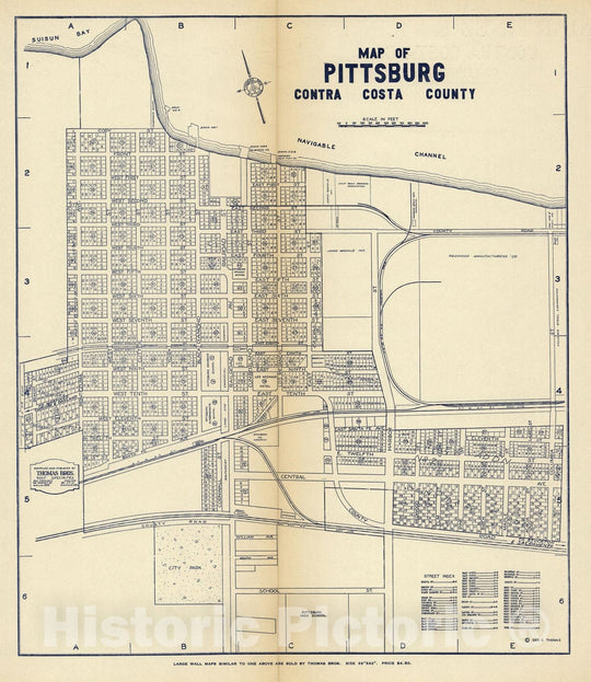 Historic Map : Map of Pittsburg, Contra Costa County, California, 1938 - Vintage Wall Art