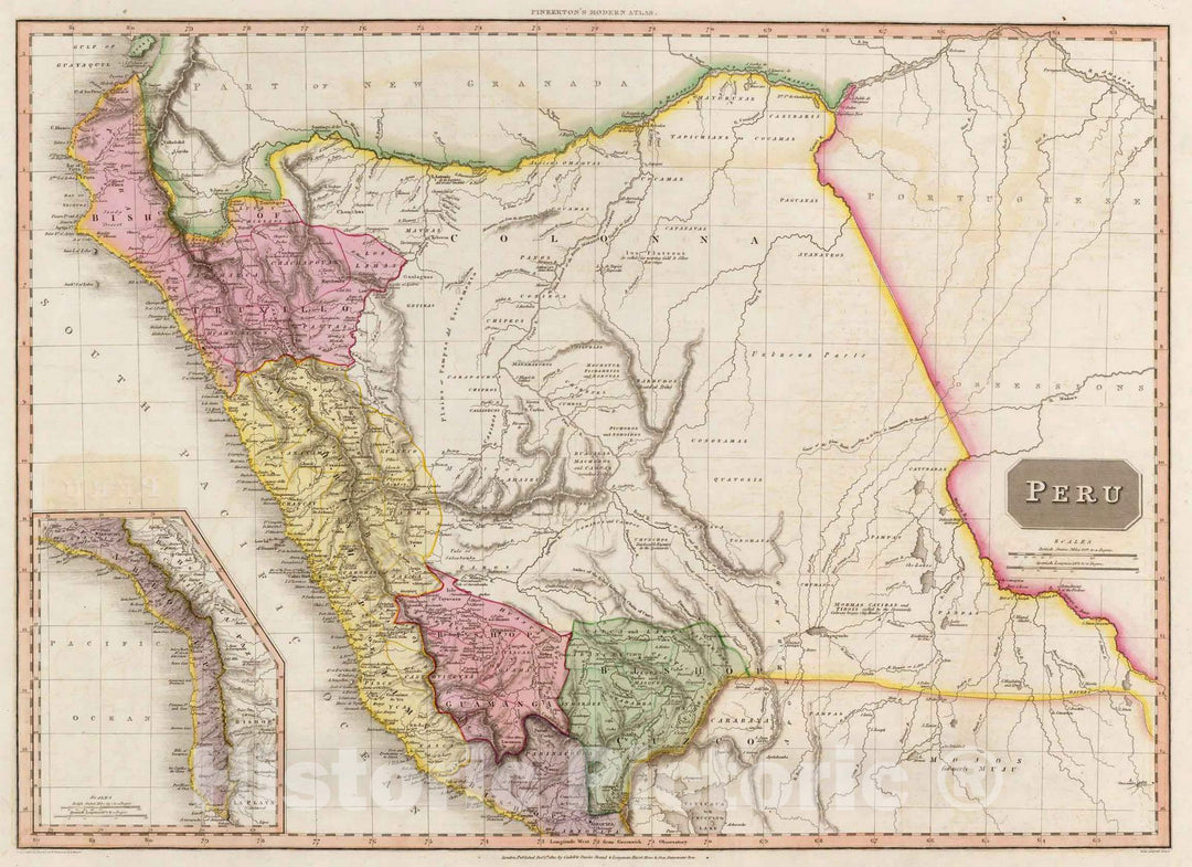 Historic Map : World Atlas Map, Peru. 1810 - Vintage Wall Art
