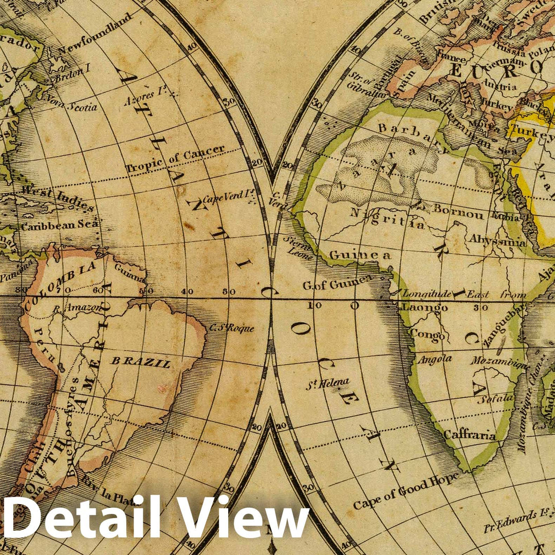 Historic Map : School Atlas Map, The world. 1826 - Vintage Wall Art ...