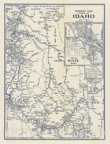Historic Map : Highway Map State of Idaho, 1938 - Vintage Wall Art