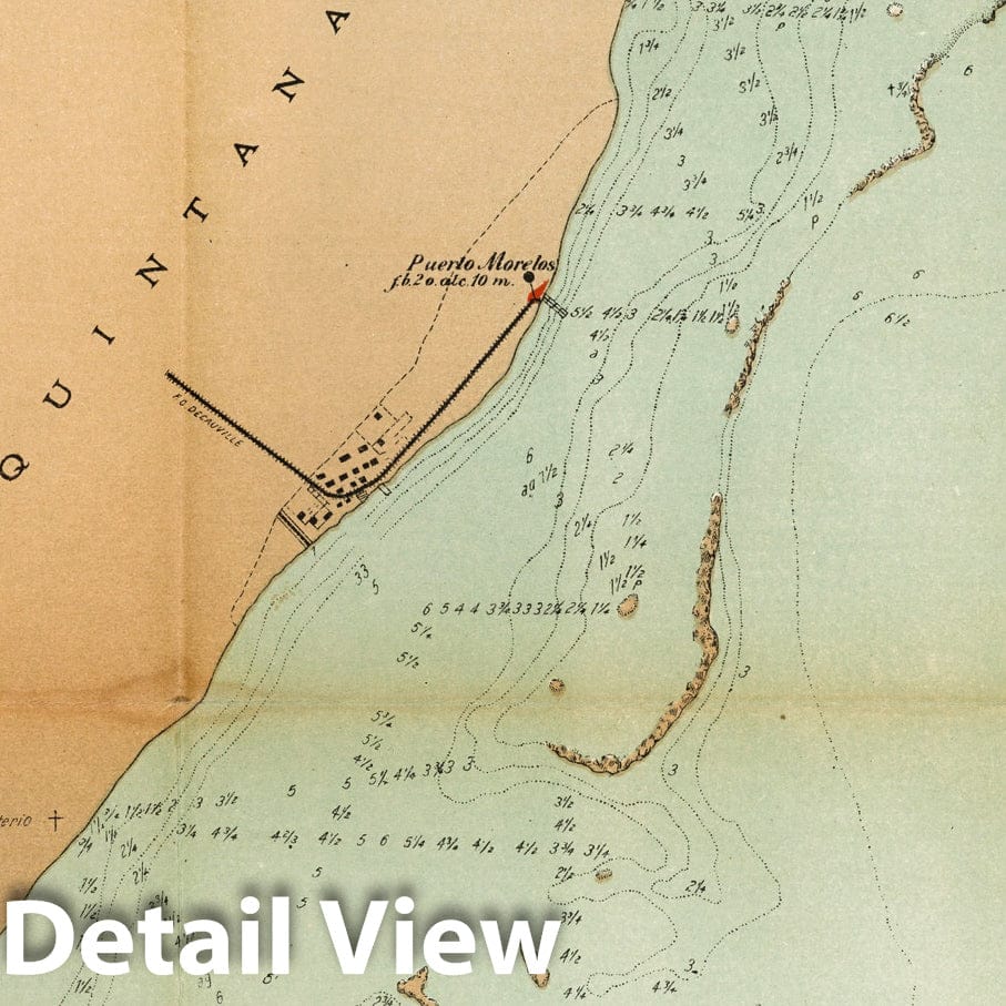 Historic Map : Mexico, Chart Map, Alumbrado maritimo de Puetro Morelos. 1907 1907 , Vintage Wall Art