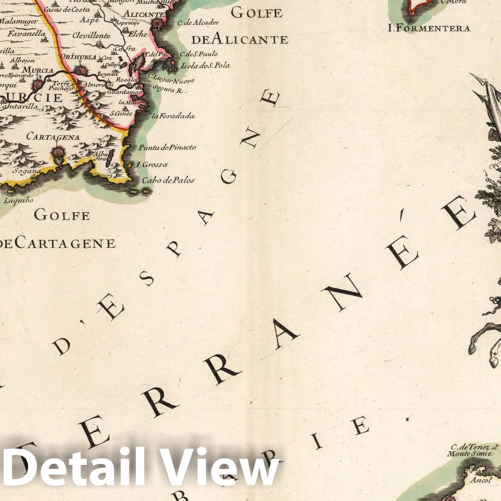 Historic Wall Map : World Atlas Map, L'Espagne (northeastern sheet). 1707 - Vintage Wall Art
