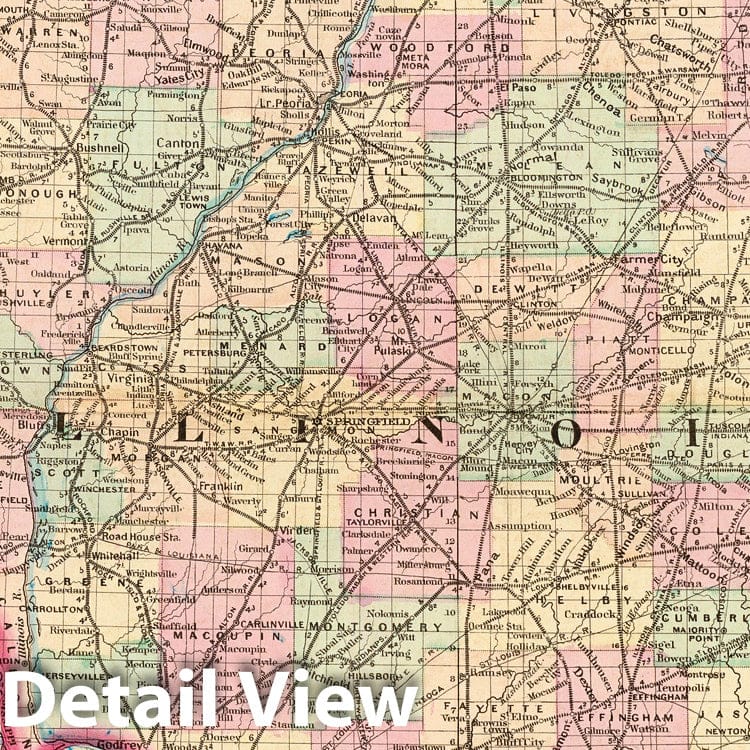 Historic Map : Illinois. 1874 - Vintage Wall Art