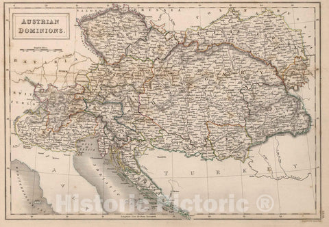 Historic Map : World Atlas Map, Austrian Dominions. 1841 - Vintage Wall Art