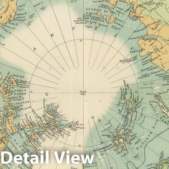 Historic Map : World Atlas Map, Frontispiece: North Pole Chart. 1893 ...