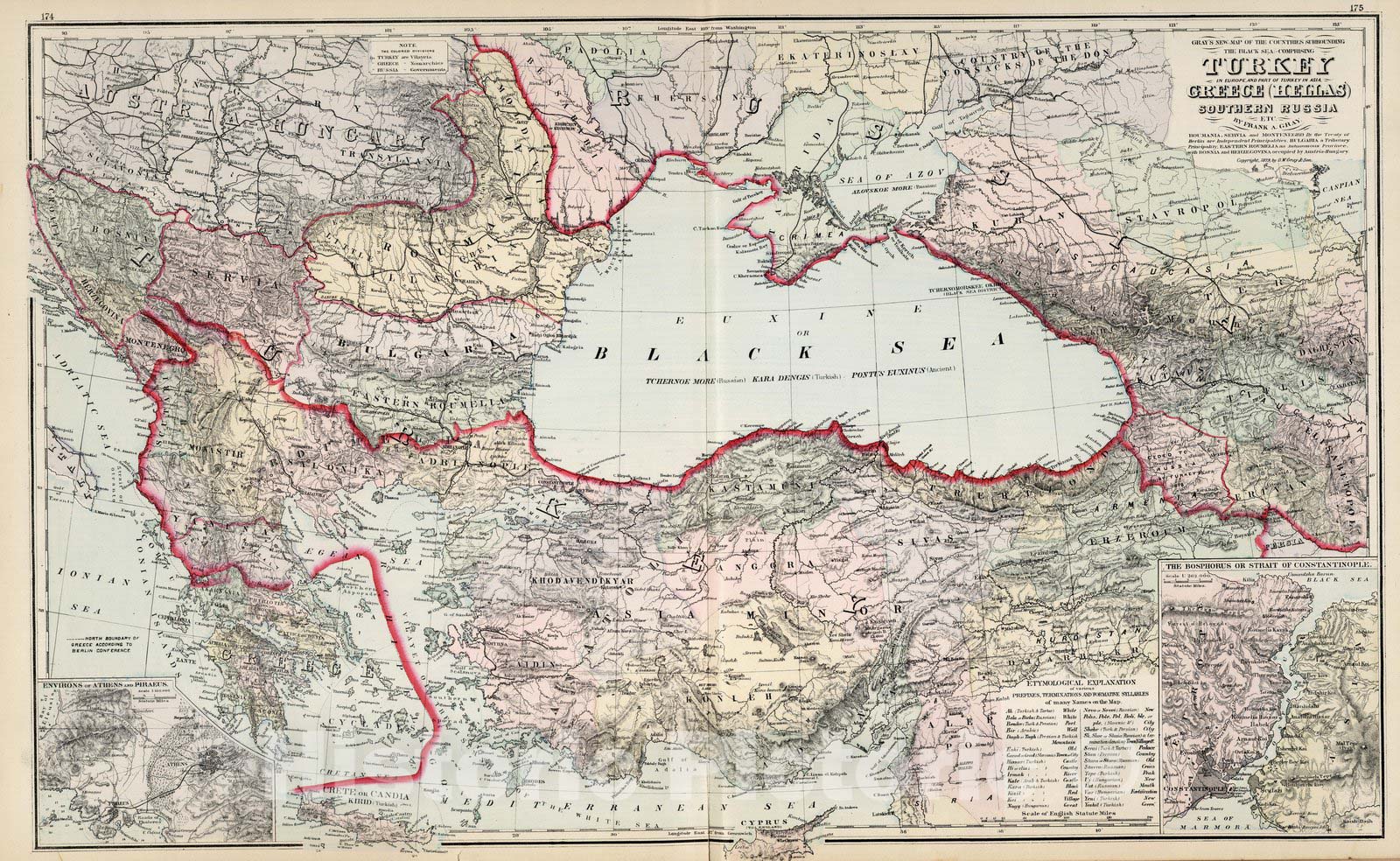 Historic Map : Black Sea. Turkey, Greece, Russia. 1879 - Vintage Wall Art