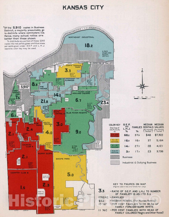 Historic Map : Kansas City. 1932 - Vintage Wall Art
