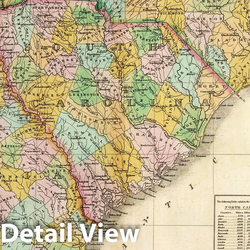 Historic Map : North Carolina, South Carolina and Georgia 1827 - Vinta ...