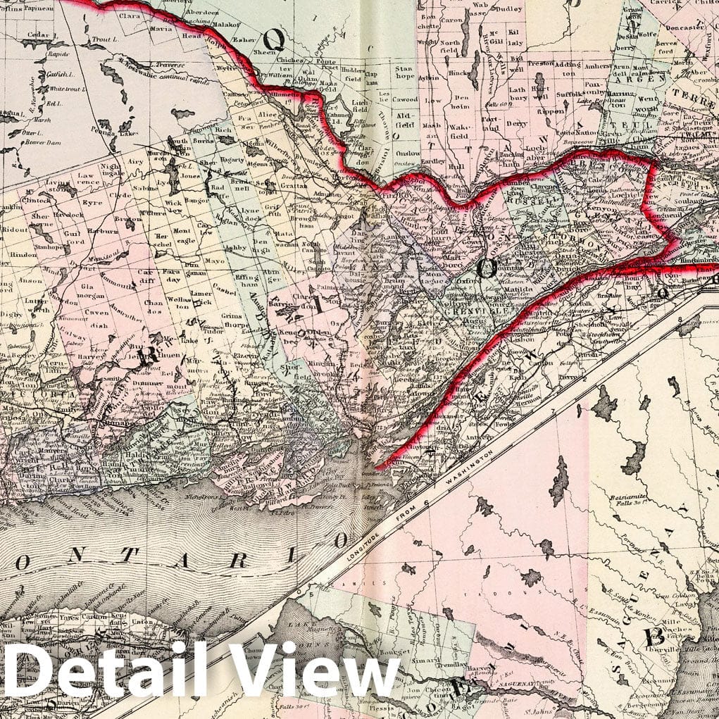 Historic Map : Ontario and Quebec. 1884 - Vintage Wall Art
