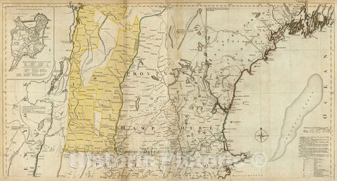 Historic Wall Map : The Provinces of Massachusetts Bay and New Hampshire. (Northern section) 1776 - Vintage Wall Art