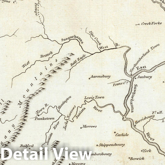 Historic Map : Pennsylvania, Geography Book, Pensylvania. 1794 , Vintage Wall Art