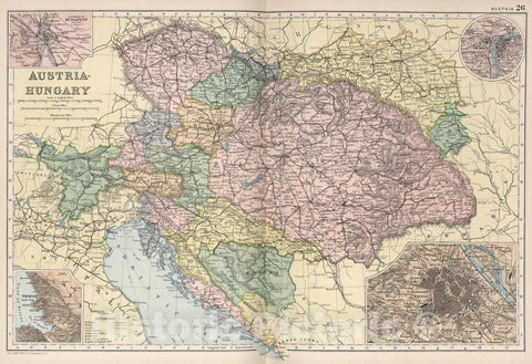 Historic Map : World Atlas Map, Austria 25 1891 - Vintage Wall Art