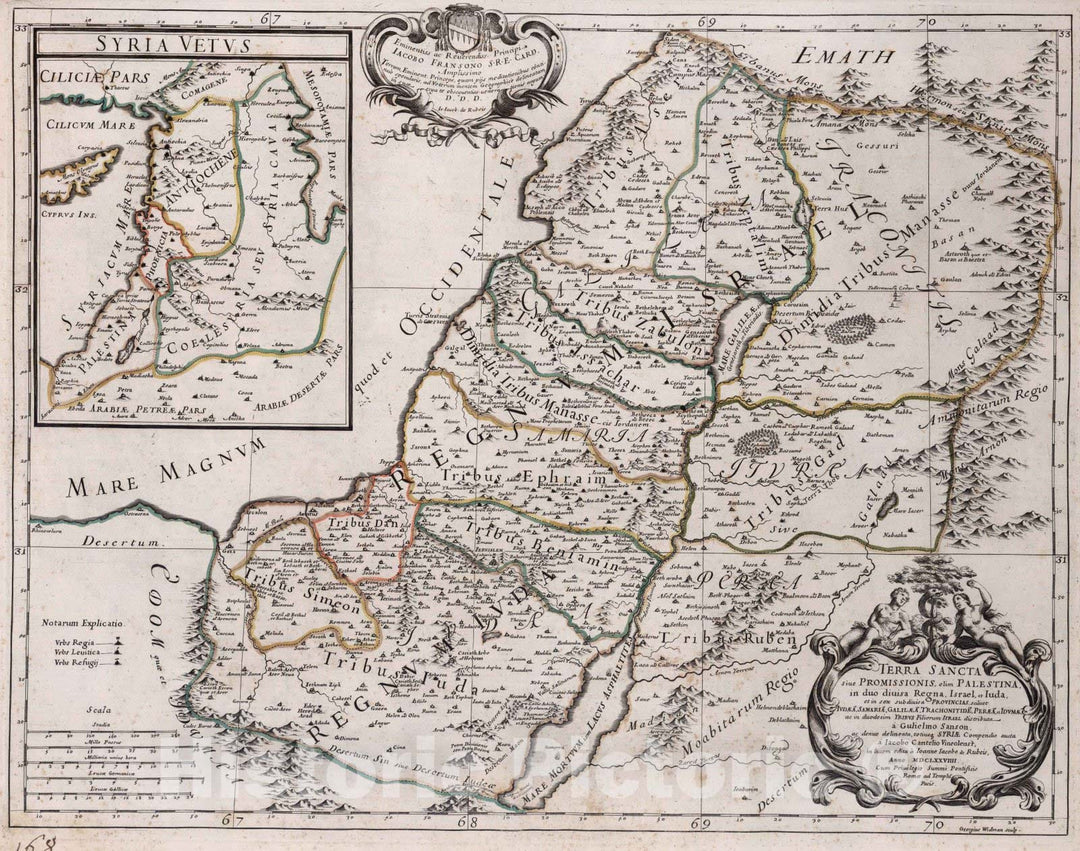 Historic Map : Palestine, Holy Land, AsiaTerra Sancta 1679 , Vintage Wall Art
