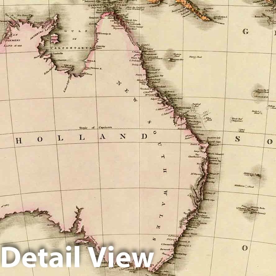 Historic Map : World Atlas Map, Australasia. 1813 - Vintage Wall Art