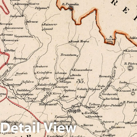 Historic Map : Austria, V.3:11-15:XII: 2. Oesterreich. C. Ungarische erbstaaten, I. Koenigr: Ungarn.Gespanschaft 35-36 1828 , Vintage Wall Art