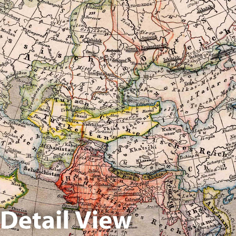 Historic Map : School Atlas Map, 29. Asien. Asia. 1872 - Vintage Wall Art