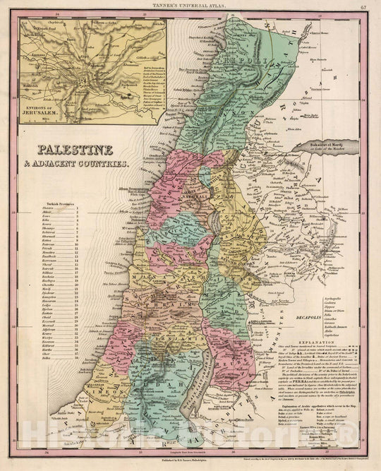 Historic Map : World Atlas Map, Palestine & Adjacent Countries. 1836 v2 Vintage Wall Art
