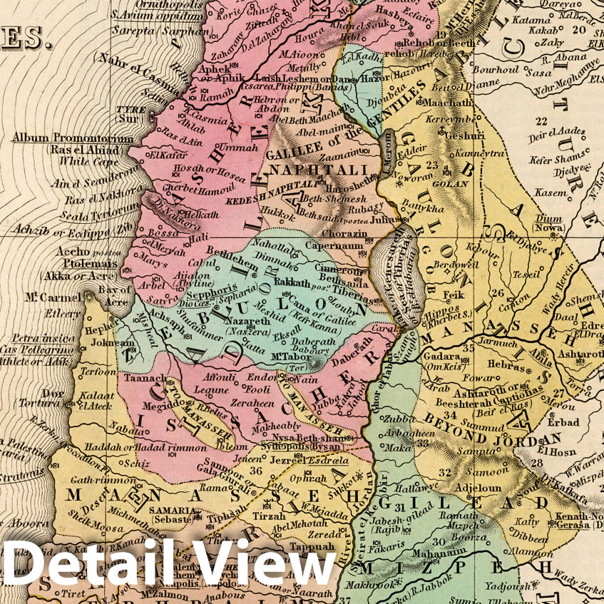 Historic Map : World Atlas Map, Palestine & Adjacent Countries. 1836 v2 Vintage Wall Art