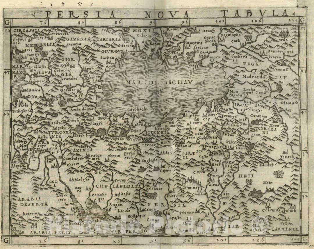Historic Map : Iran,Persia Nova tabula 1548 , Vintage Wall Art