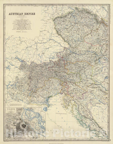 Historic Map : Austria; Czech Republic, Balkan PeninsulaAustria W. 1861 , Vintage Wall Art