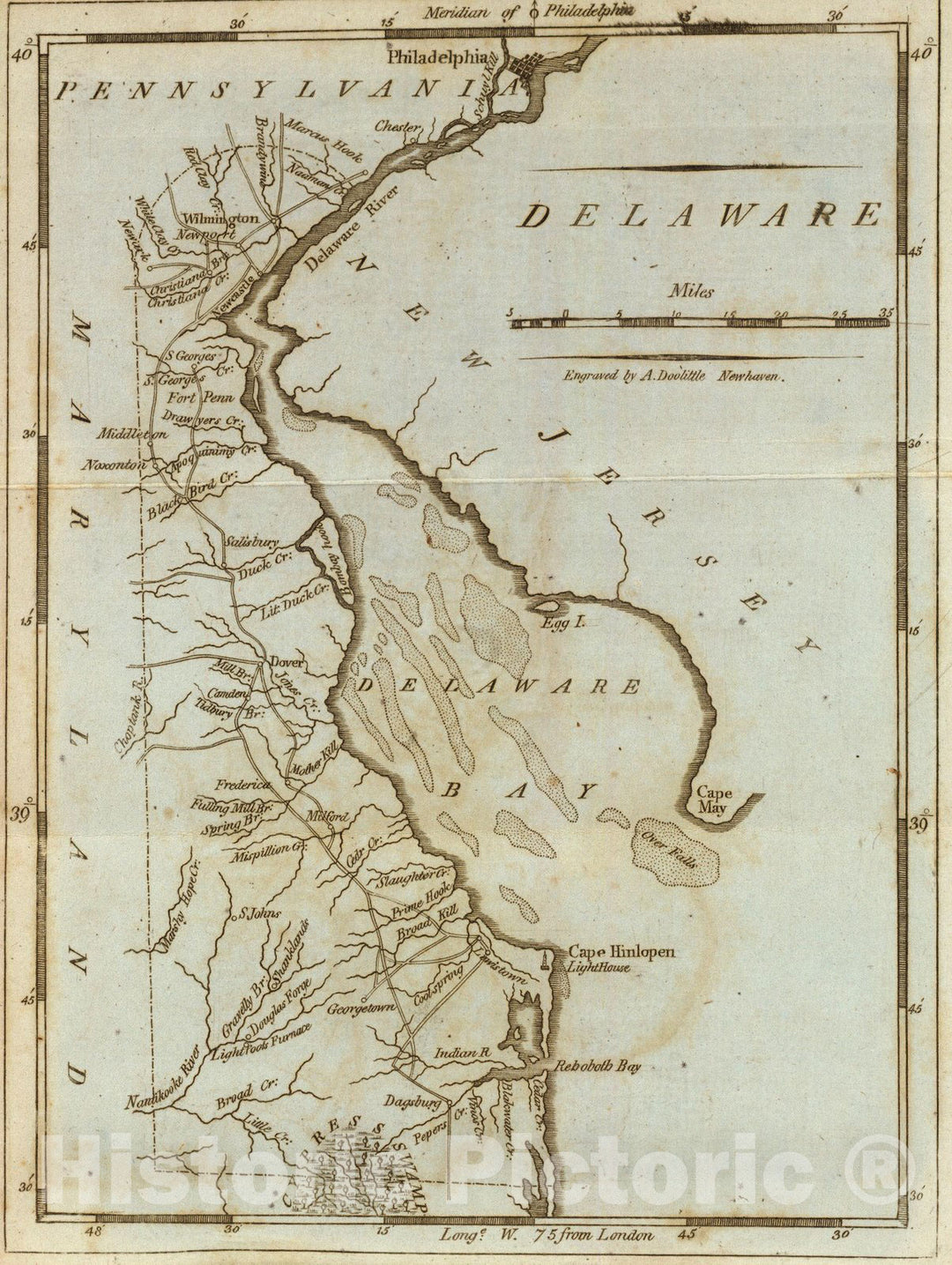 Historic Map : Delaware. 1796 - Vintage Wall Art
