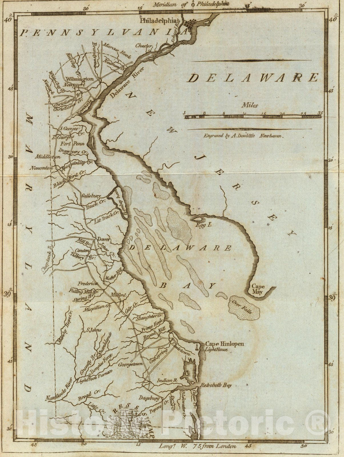 Historic Map : Delaware. 1796 - Vintage Wall Art