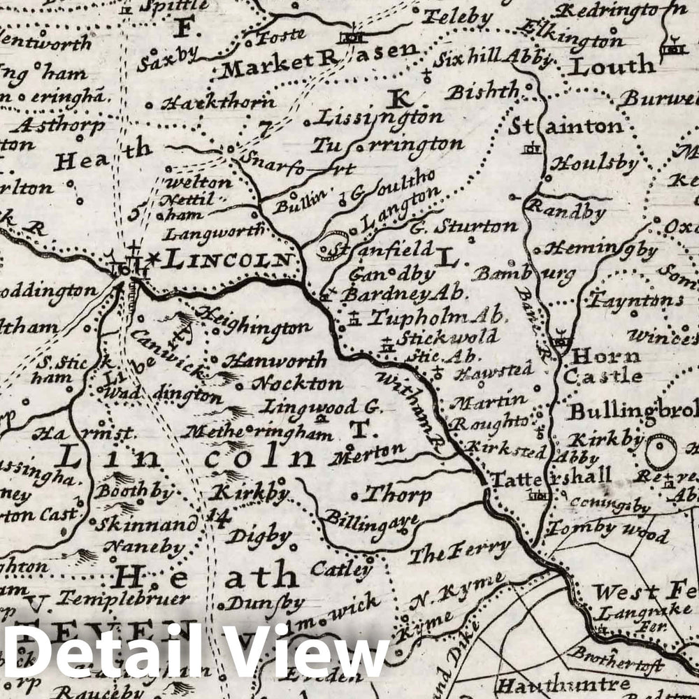 Historic Map : Lincolnshire. By H. Moll Geographer 1724 - Vintage Wall Art