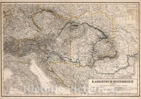 Historic Map : Austria, Balkan PeninsulaKaiserthum Oesterreich 1866 , Vintage Wall Art