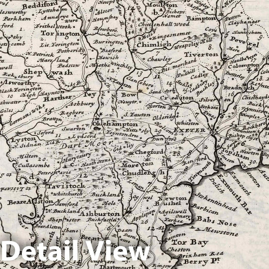 Historic Map : Devon Shire. By H.Moll Geographer 1724 - Vintage Wall Art